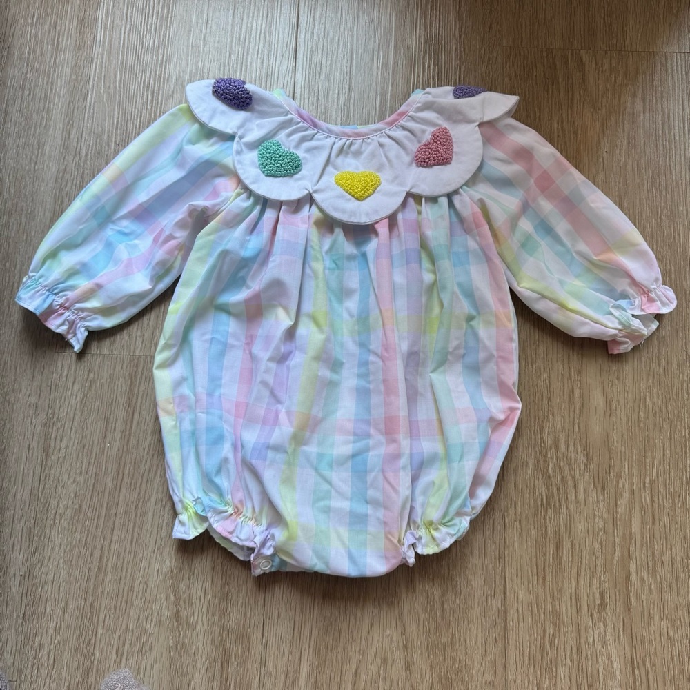 Pink and Blue Bodysuit with Puffed Sleeves